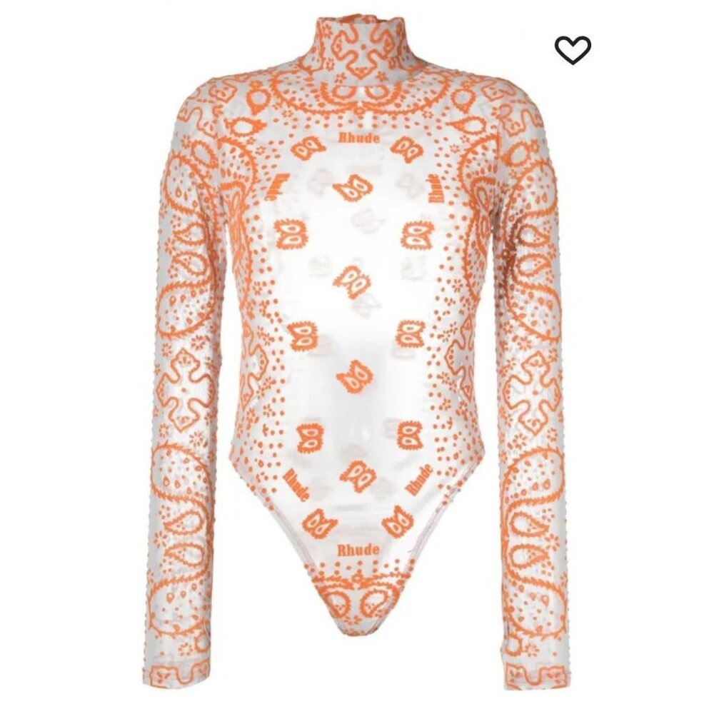 RHUDE ORANGE MESH BANDANA BODYSUIT